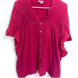 BiBi Fuchsia Button-Up Blouse